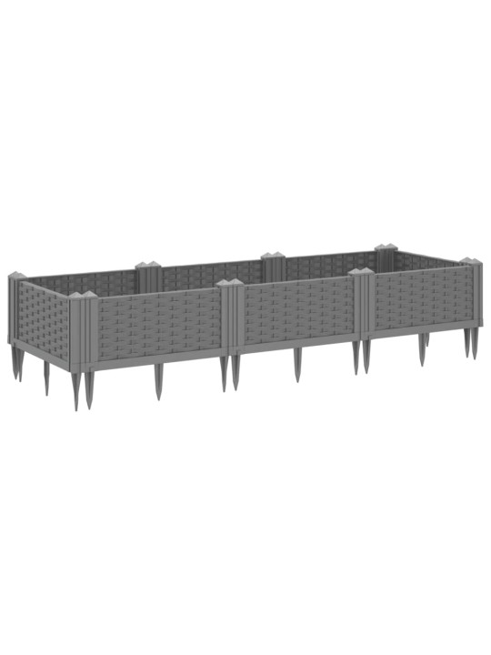 Zahradní truhlík s kolíky světle šedý 125 x 40 x 28,5 cm PP