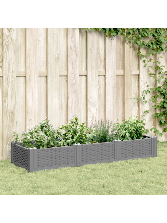 Zahradní truhlík s kolíky světle šedý 125 x 40 x 28,5 cm PP