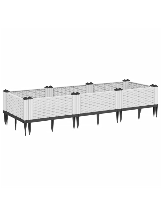 Zahradní truhlík s kolíky bílý 125 x 40 x 28,5 cm pp