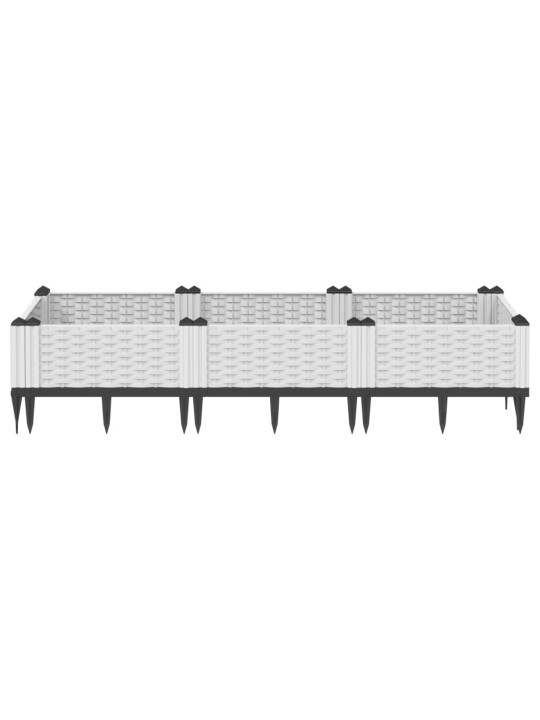 Zahradní truhlík s kolíky bílý 125 x 40 x 28,5 cm pp