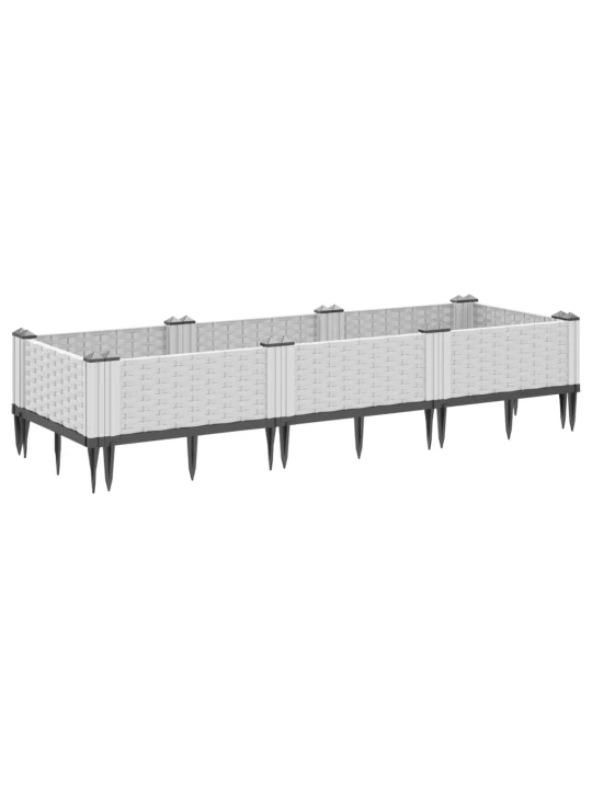 Zahradní truhlík s kolíky bílý 125 x 40 x 28,5 cm pp