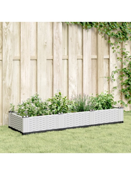Zahradní truhlík s kolíky bílý 125 x 40 x 28,5 cm pp