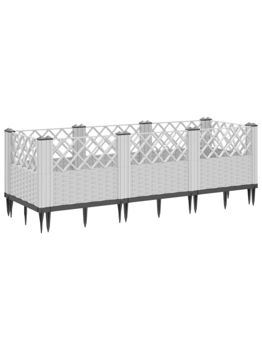 Zahradní truhlík s kolíky bílý 123,5 x 43,5 x 43,5 cm PP