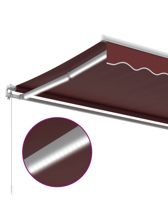 Ručně zatahovací markýza s led burgundská 350 x 250 cm