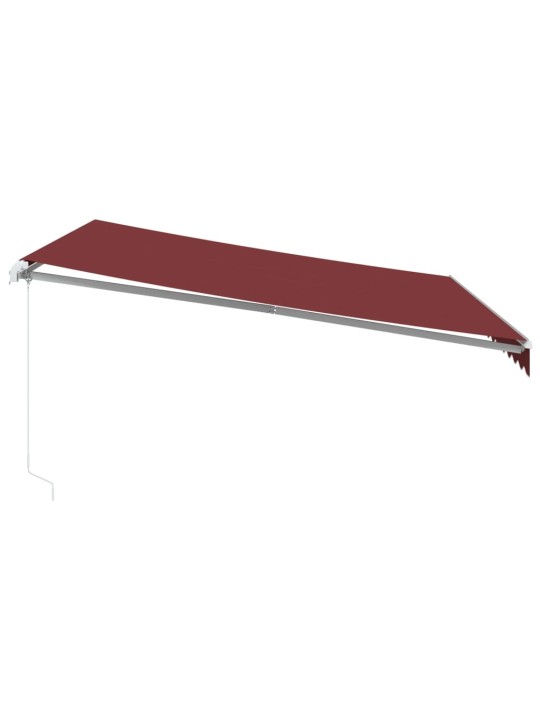 Ručně zatahovací markýza s LED burgundská 400 x 300 cm