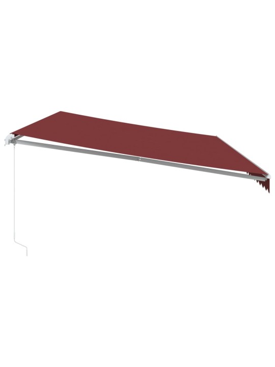 Ručně zatahovací markýza s LED burgundská 600 x 300 cm