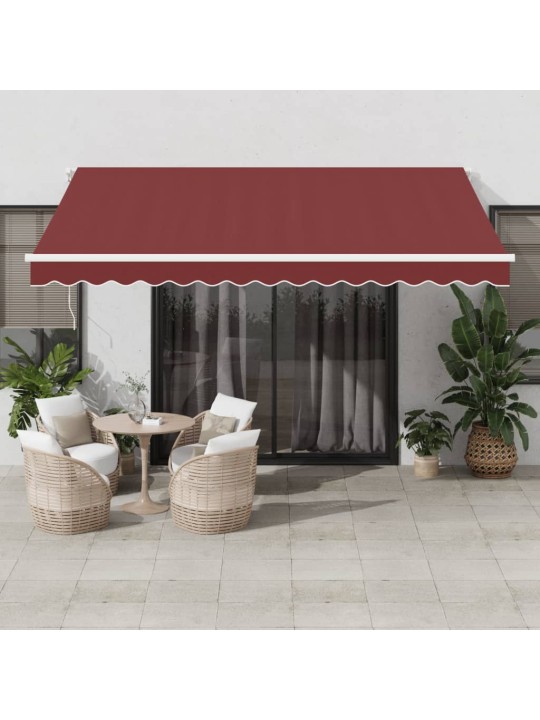 Ručně zatahovací markýza s led burgundská 400 x 350 cm
