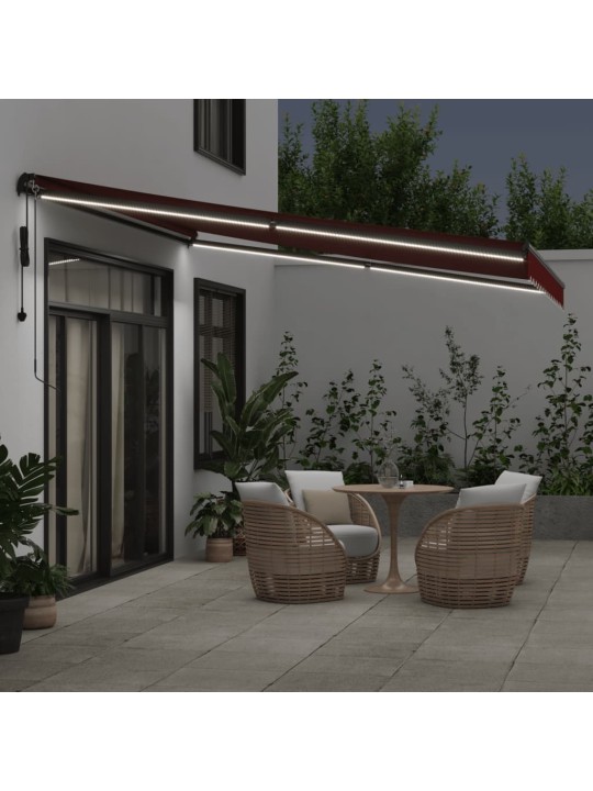 Automatická zatahovací markýza s led burgundská 400 x 350 cm