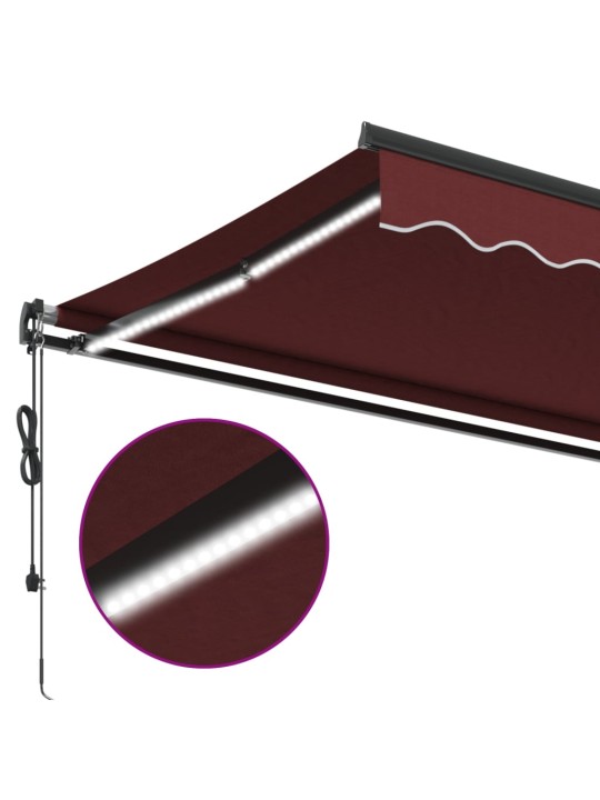Automatická zatahovací markýza s led burgundská 400 x 350 cm