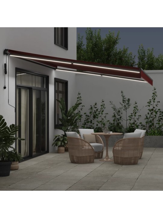 Automatická zatahovací markýza s led burgundská 450 x 350 cm