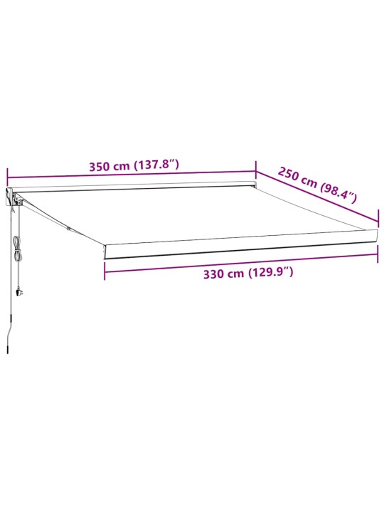 Automatická zatahovací markýza burgundská 350 x 250 cm