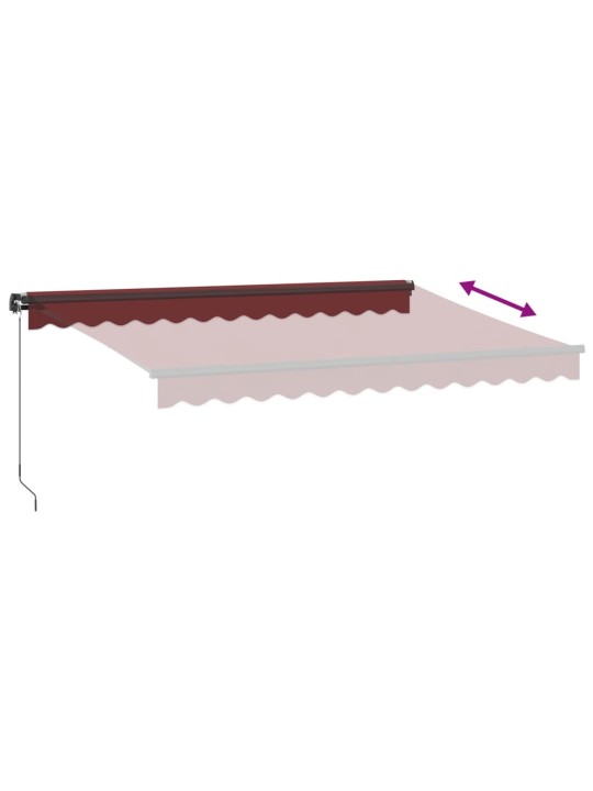 Ručně zatahovací markýza s LED světly burgundská 350 x 250 cm