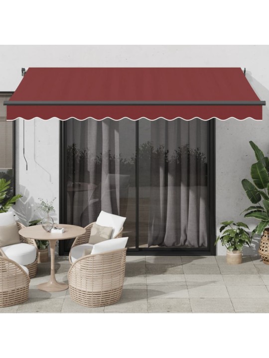 Ručně zatahovací markýza s LED světly burgundská 350 x 250 cm