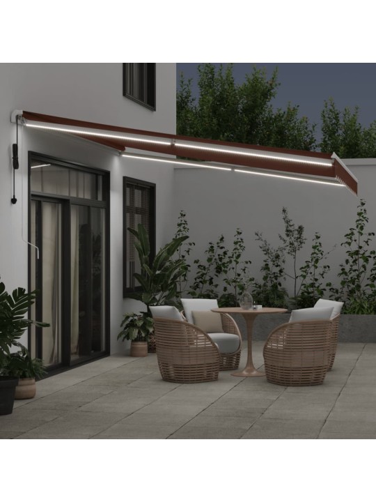 Automatická zatahovací markýza s LED hnědá 400 x 300 cm