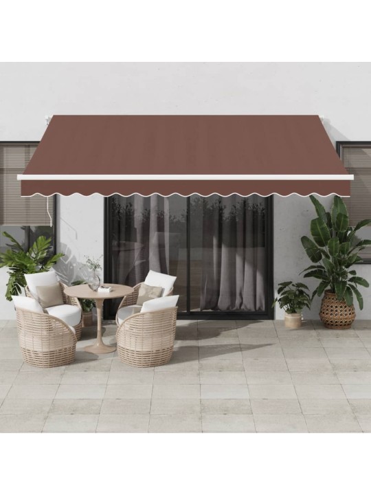Automatická zatahovací markýza s LED hnědá 400 x 300 cm