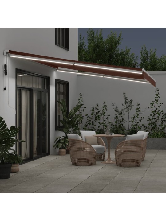 Automatická zatahovací markýza s LED hnědá 450 x 300 cm