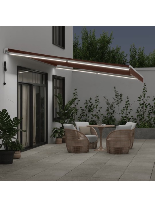Automatická zatahovací markýza s LED hnědá 500 x 300 cm