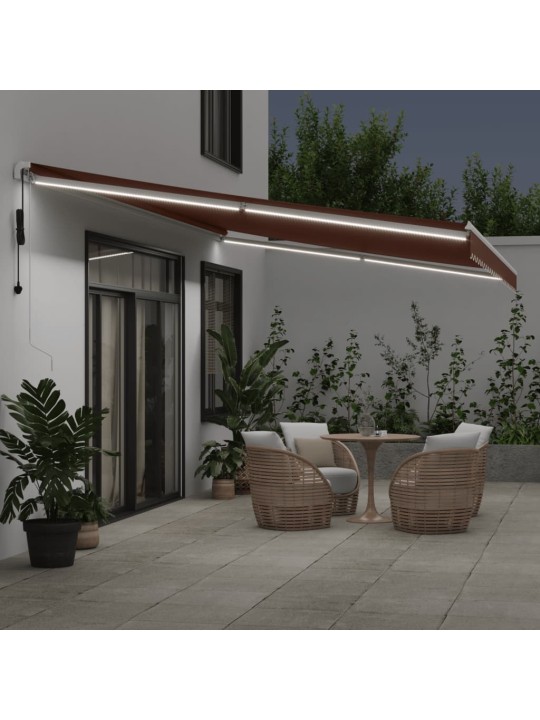Automatická zatahovací markýza s LED hnědá 600 x 300 cm