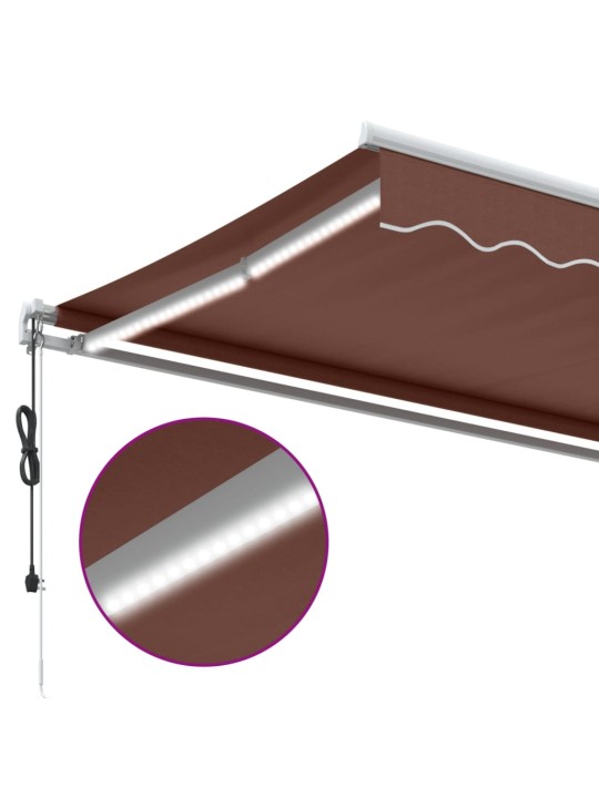 Automatická zatahovací markýza s LED hnědá 400 x 350 cm