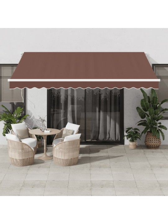 Automatická zatahovací markýza s LED hnědá 400 x 350 cm