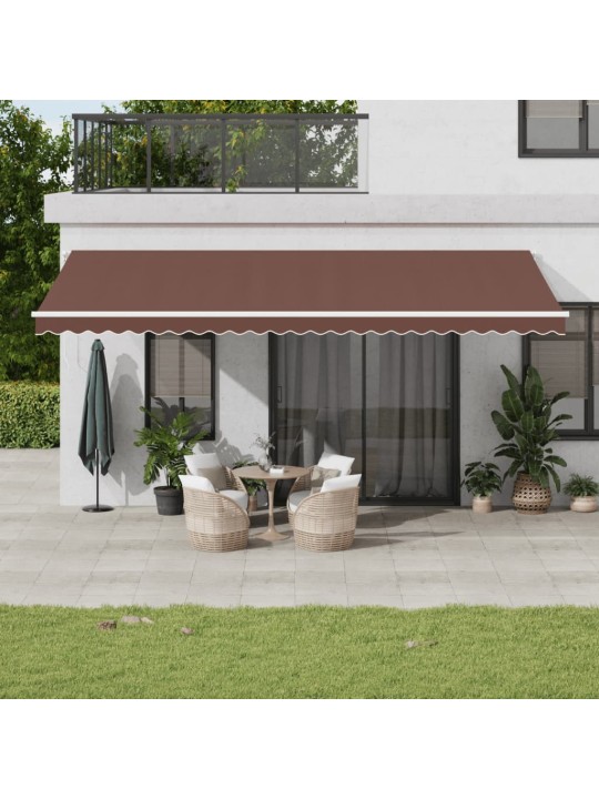Ručně zatahovací markýza s led hnědá 600 x 350 cm