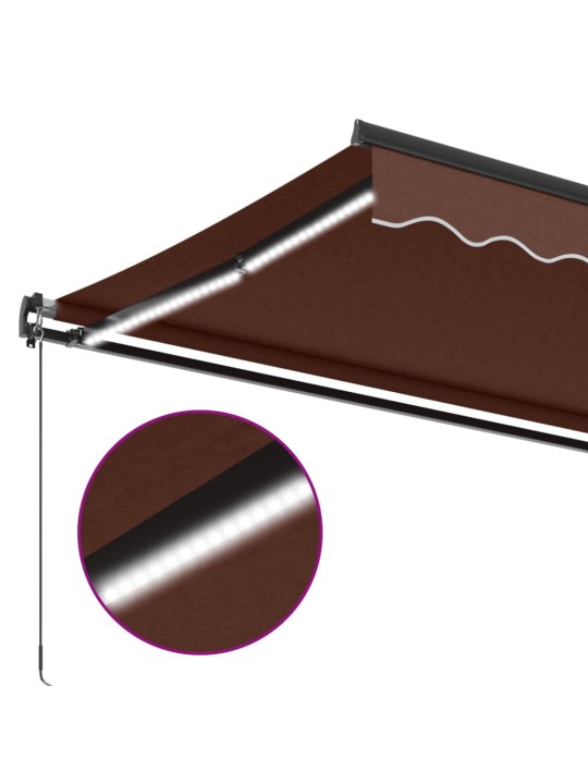 Ručně zatahovací markýza s LED světly hnědá 400 x 350 cm