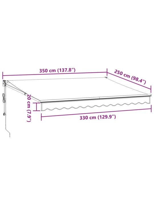 Automatická zatahovací markýza hnědá 350 x 250 cm