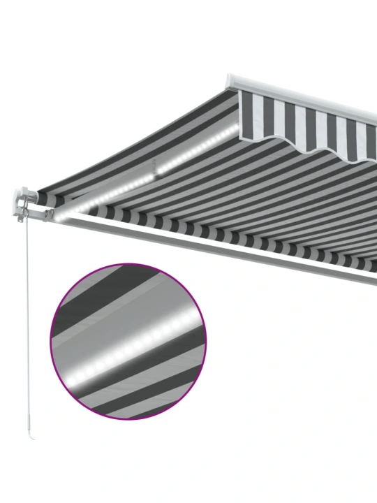 Ručně zatahovací markýza s LED antracitová a bílá 400 x 300 cm