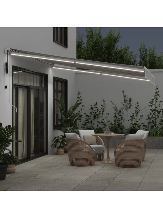 Automatická zatahovací markýza s LED antracit a bílá 400x300 cm
