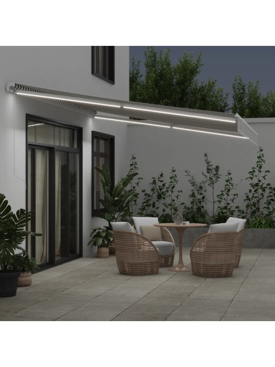 Ručně zatahovací markýza s led antracitová a bílá 450 x 300 cm