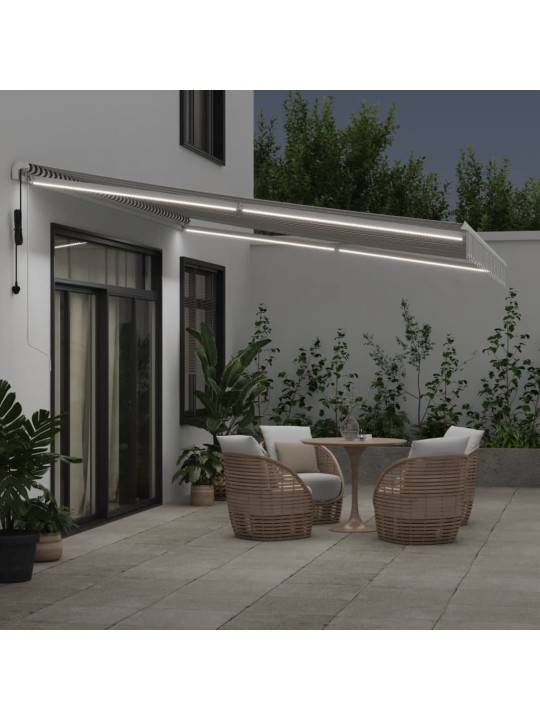Automatická zatahovací markýza s LED antracit a bílá 450x300 cm