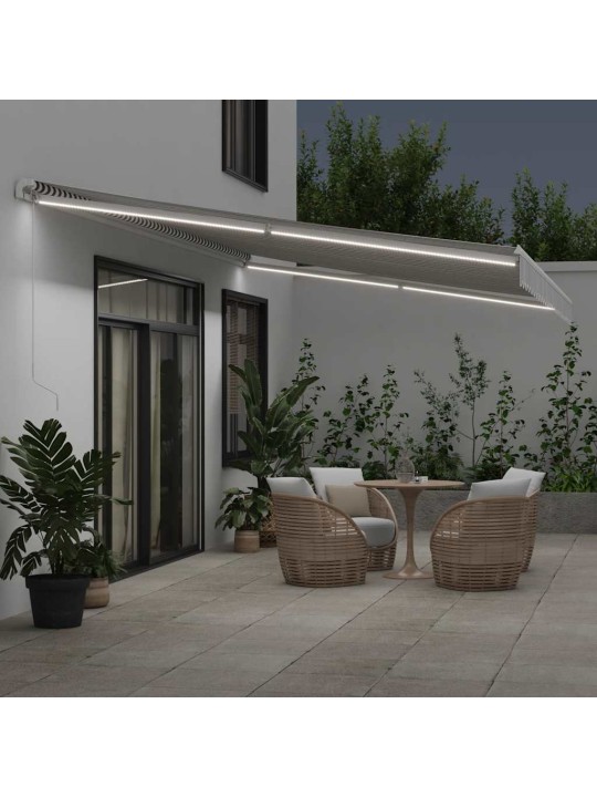 Ručně zatahovací markýza s led antracitová a bílá 600 x 300 cm