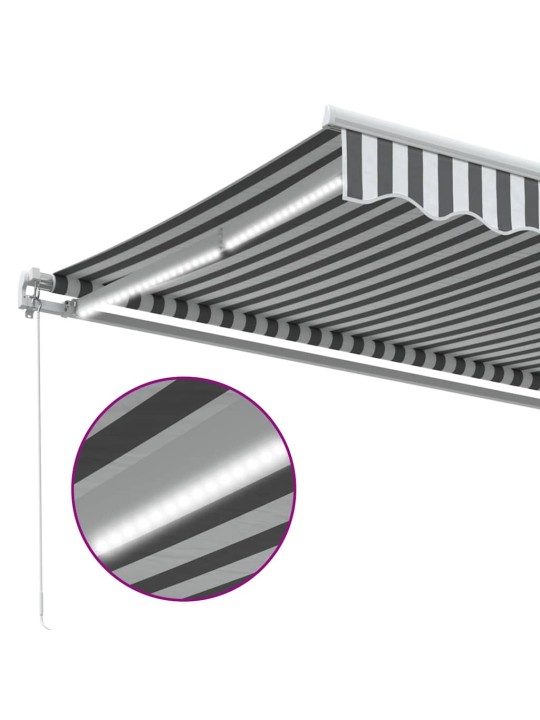 Ručně zatahovací markýza s led antracitová a bílá 600 x 300 cm