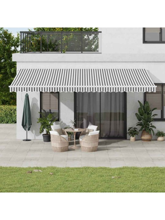 Ručně zatahovací markýza s led antracitová a bílá 600 x 300 cm