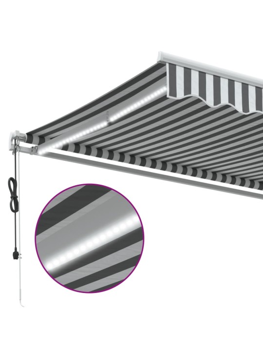 Automatická zatahovací markýza s LED antracit a bílá 600x300 cm