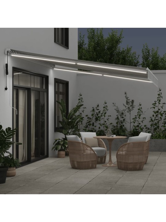 Automatická zatahovací markýza s LED antracit a bílá 400x350 cm