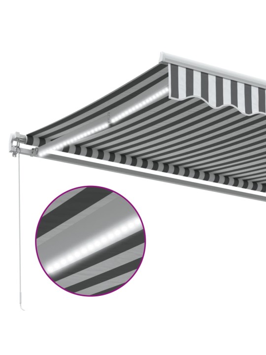 Ručně zatahovací markýza s led antracitová a bílá 450 x 350 cm