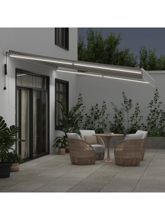 Automatická zatahovací markýza s LED antracit a bílá 450x350 cm