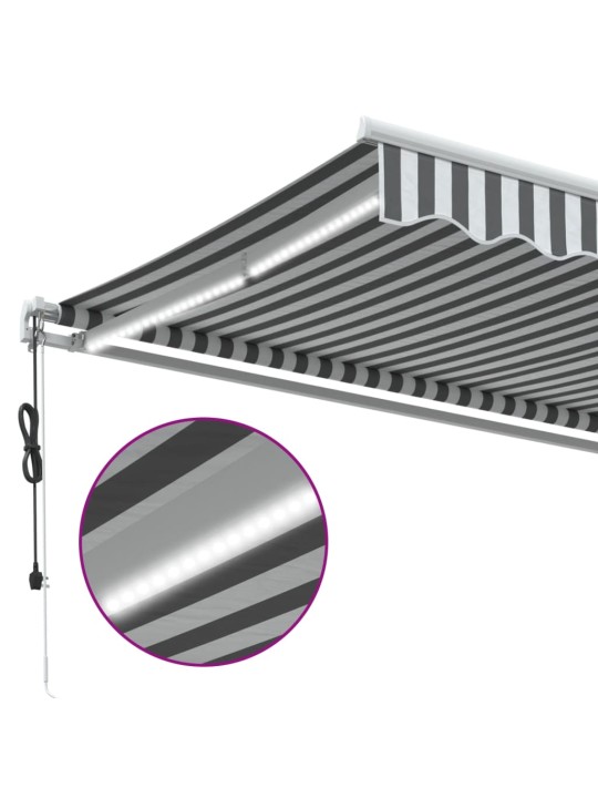 Automatická zatahovací markýza s LED antracit a bílá 450x350 cm