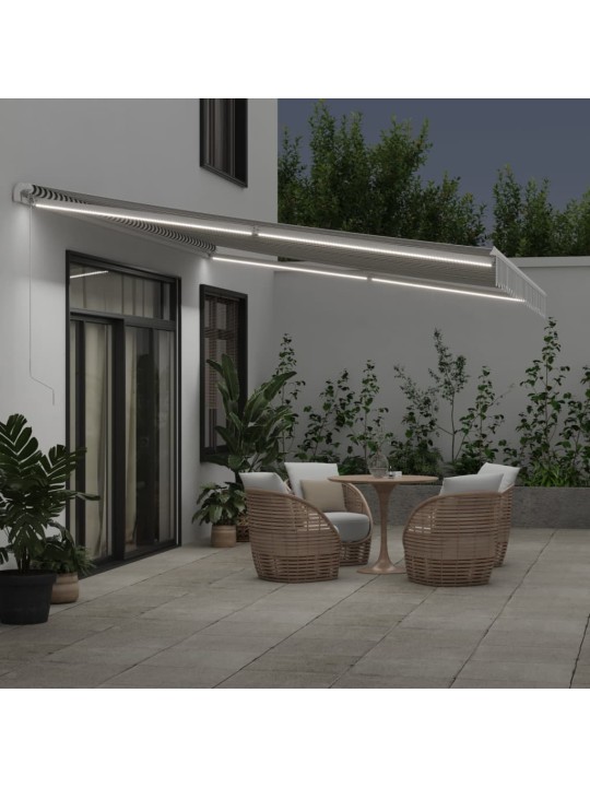 Ručně zatahovací markýza s led antracitová a bílá 500 x 350 cm