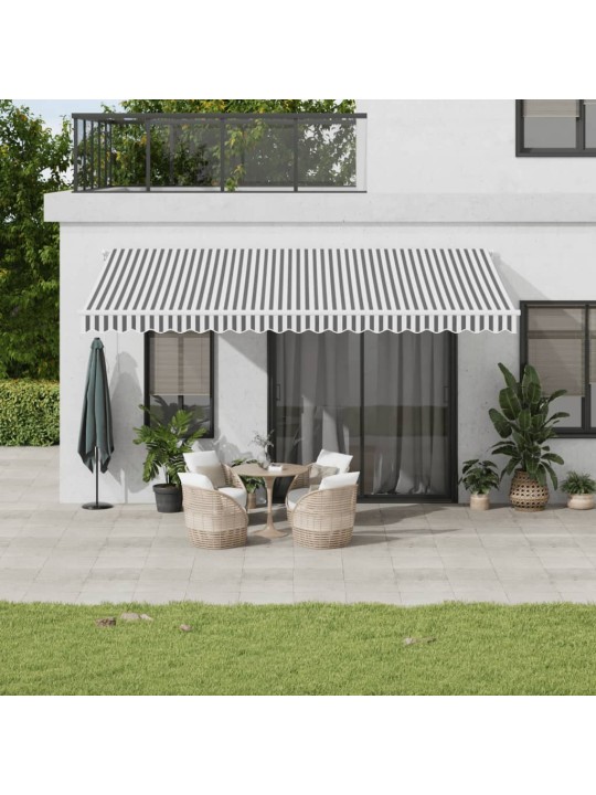 Ručně zatahovací markýza s led antracitová a bílá 500 x 350 cm