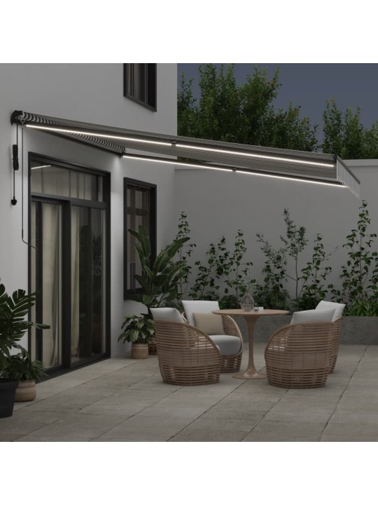 Automatická zatahovací markýza s led antracit a bílá 400x350 cm