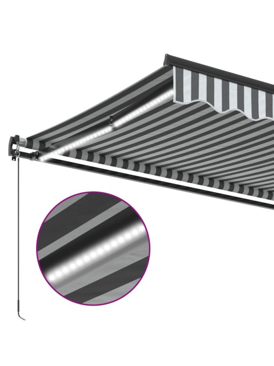 Ručně zatahovací markýza s led antracitová a bílá 450 x 350 cm