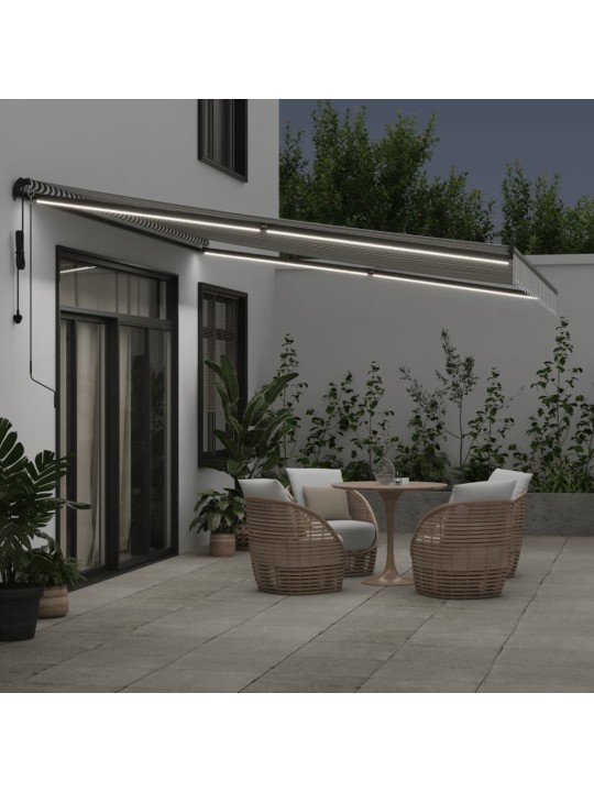Automatická zatahovací markýza s led antracit a bílá 450x350 cm