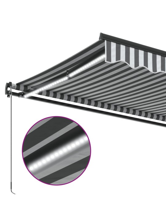Ručně zatahovací markýza s LED antracitová a bílá 500 x 350 cm