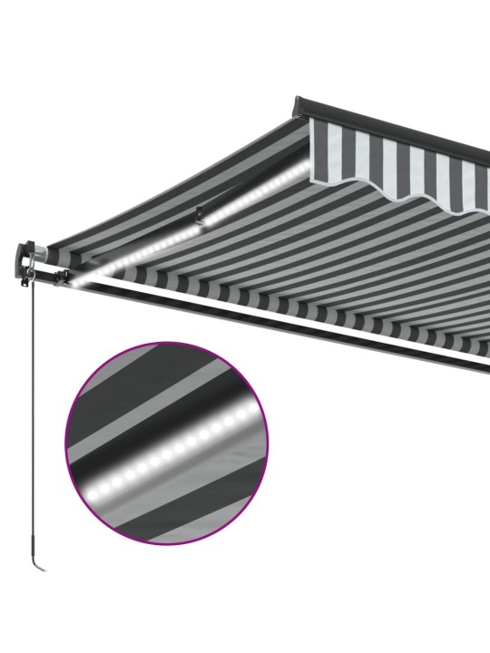 Ručně zatahovací markýza s led antracitová a bílá 600 x 350 cm