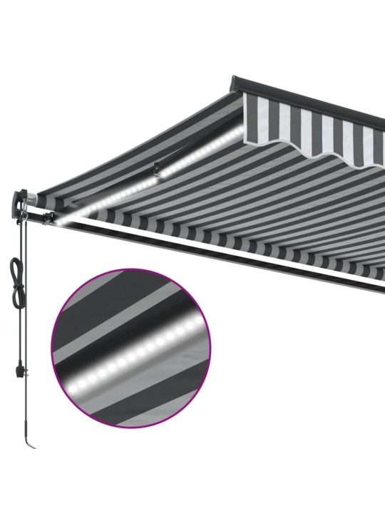 Automatická zatahovací markýza s LED antracit a bílá 600x350 cm