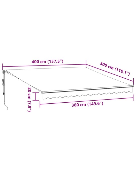 Automatická zatahovací markýza antracitová a bílá 400 x 300 cm