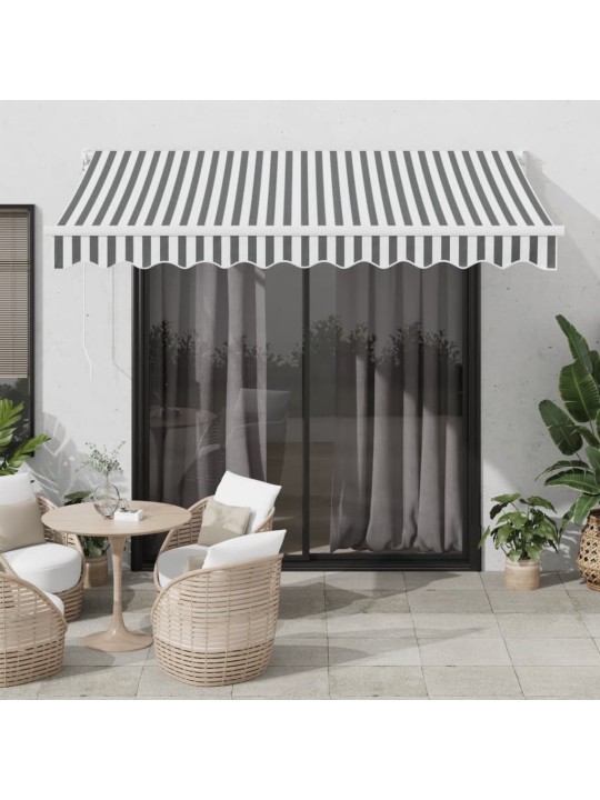 Zatahovací markýza antracitová a bílá 3 x 2,5 m textil a hliník