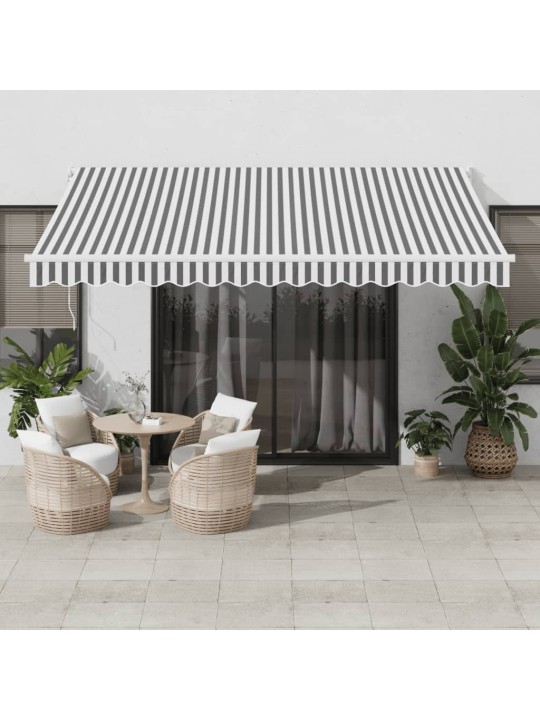 Zatahovací markýza antracitová a bílá 4 x 3 m textil a hliník